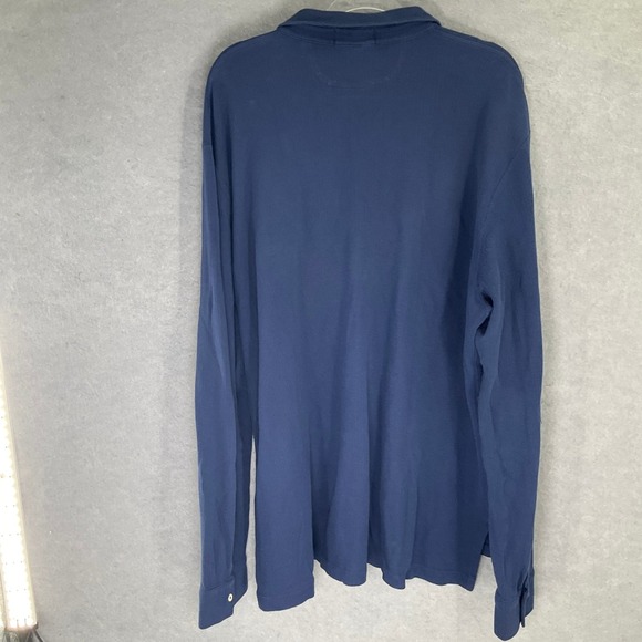 Polo Ralph Lauren Shirt Mens Sz XXL Navy Blue Textured Cotton Blend Long Sleeve - Picture 2 of 8
